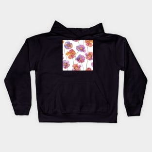 Colorful Anemone flowers. Summer watercolor flowers print Kids Hoodie